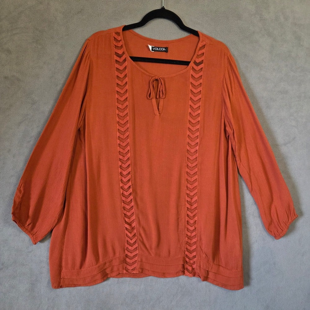 Volcom Boho Peasant Top Women's Size Medium Hippie Earthy Casual Flowy
